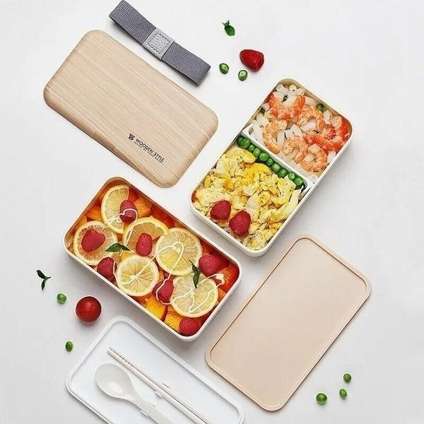 Mikrobølgeovn Dobbeltlags Matboks 1200ml Tre Salat Bento-boks BPA-fri Bærbar Beholderboks Arbeidere Student