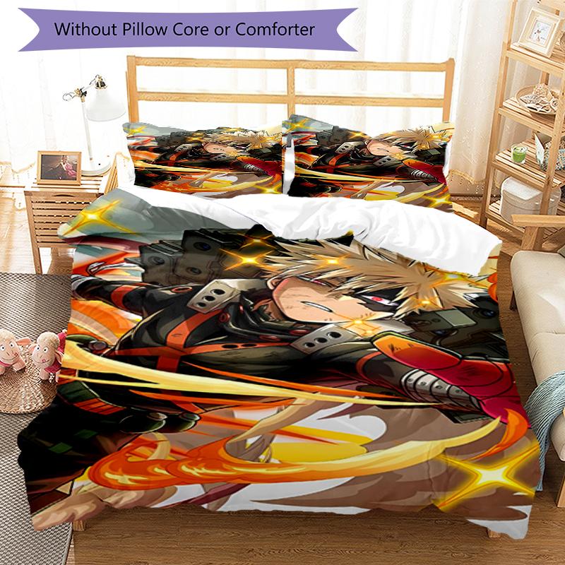 3pcs My Hero Academia Bedding Set Duvet Cover Closure Includes 1 Duvet Cover & 2 Pillowcases, Soft and Comfortable for All Seasons.