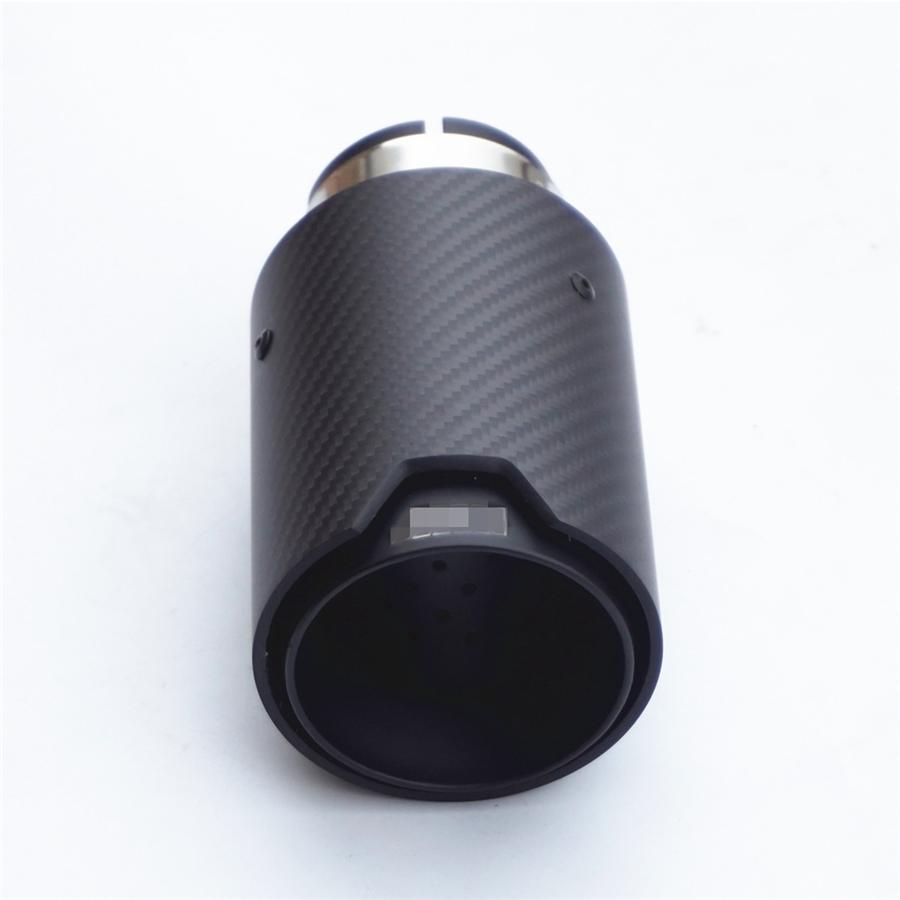 2Pcs All Full Matte Black Universal Car 100% Real Carbon Fiber Exhaust End Tips for BMW 2.5'' in, 3.5'' out With Logo
