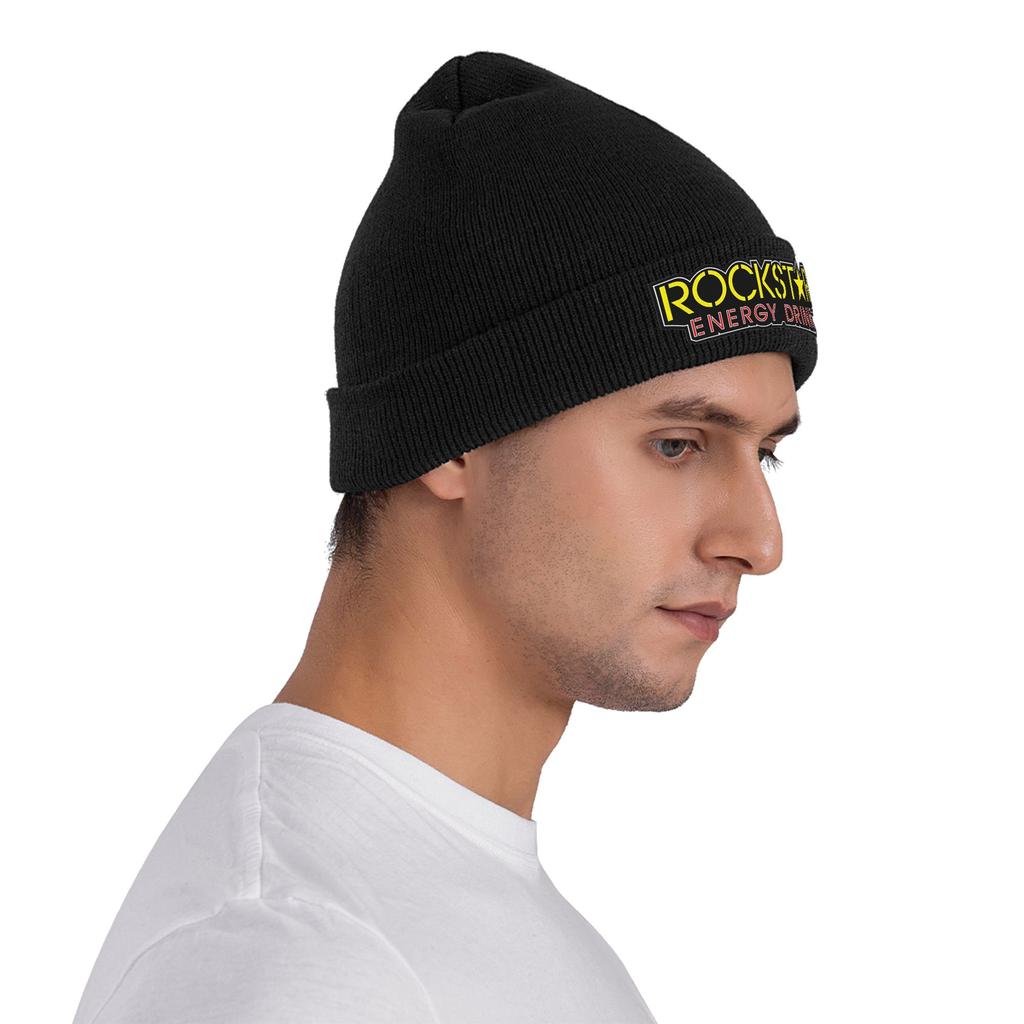 Rockstar Energy Drink Warm Knitted Cap Winter Knit Bonnet Hat Skullies Beanies Hip Hop Caps for Unisex
