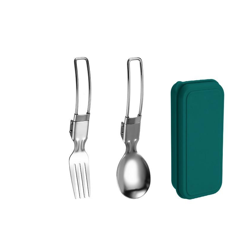 1 Set Folding Tableware Stainless Steel Student Outdoor Picnic Portable Steak Knife Fork Spoon Tableware Set