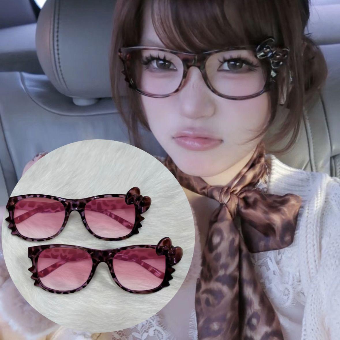 Yiran Glasses Women's Pink Leopard Glasses Frame Classic Style Y2k Eyeglass Frames Anime Cosplay Decorative Accessories Without Lenses Stylish Girls Gifts