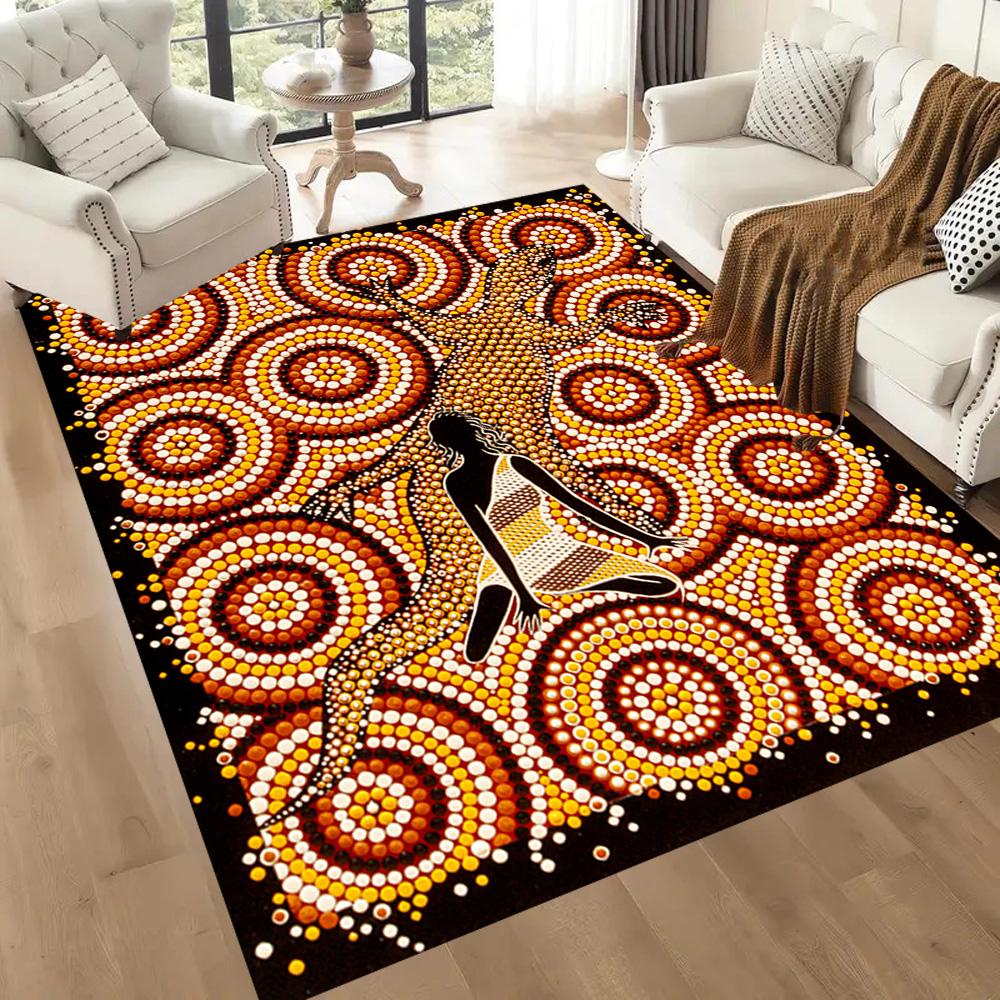 Aboriginal Art Dreamtime Floor Mats for Living Room, Bedroom and Room Decoration Are Suitable for Gifts.