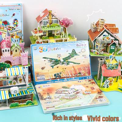 3D Stereo DIY Paper Puzzle - Handmade Small House Toy for Children Aged 3-6.