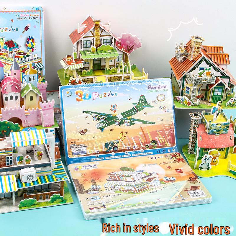 3D Stereo DIY Paper Puzzle - Handmade Small House Toy for Children Aged 3-6.