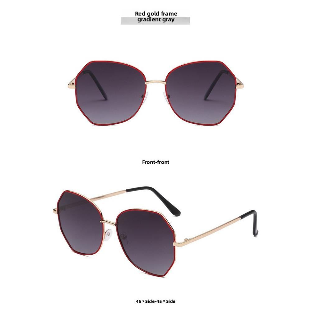 Sunglasses Female Korean Version Tide Shading Polarized Ins Sunglasses Fashion Polygonal Large Frame High Definition UV Protection Glasses