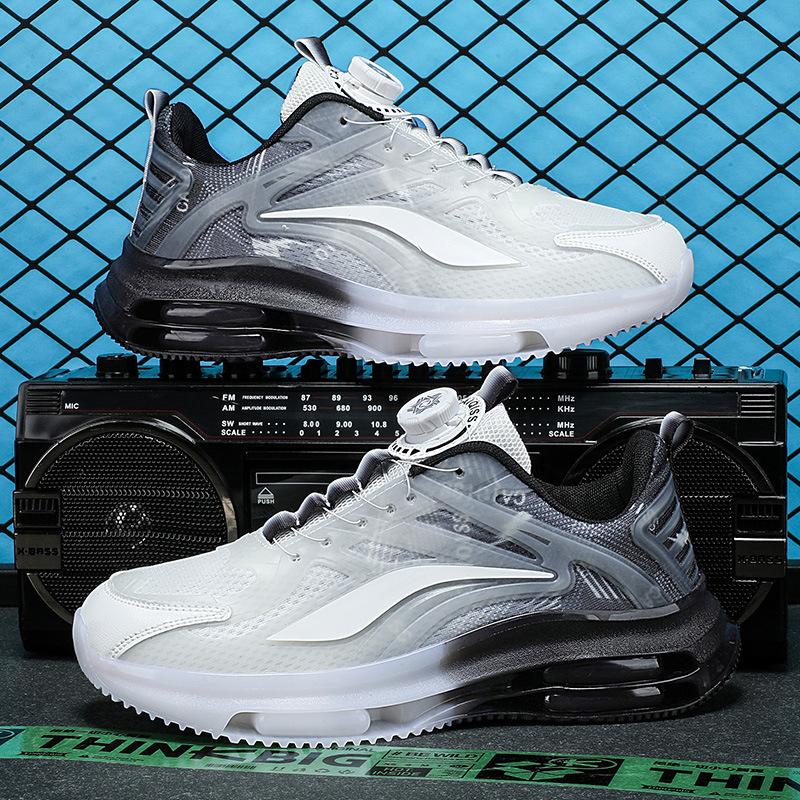 

Large size men s shoes summer breathable mesh casual sports shoes heightened rotating button air cushion soft sole dad 45