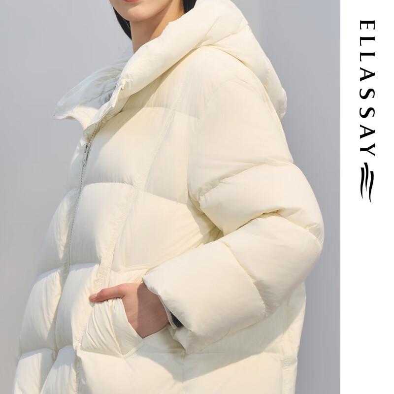 ELLASSAY Women's 2025 Winter Cloud-Feel Short Hooded Goose Down Puffer Jacket