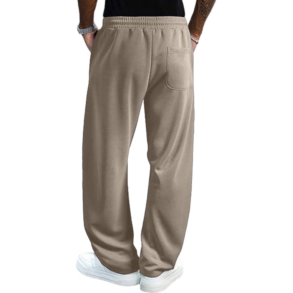 Men's Casual Color Sweatpants with Elastic Waistband Straight Leg Long Pants for Everyday Wear