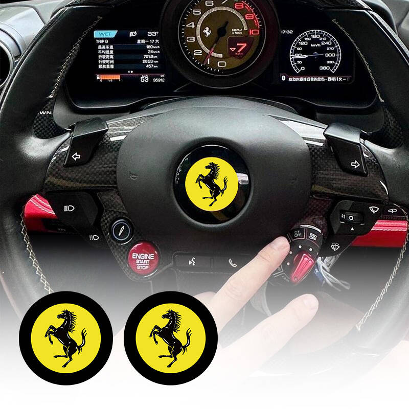 Adesivo Decorativo Logo Auto F-Ferrari-F da 5,5CM per Volante Ferrari Roma 488 Portofino Spider SF90 F8 Competizione