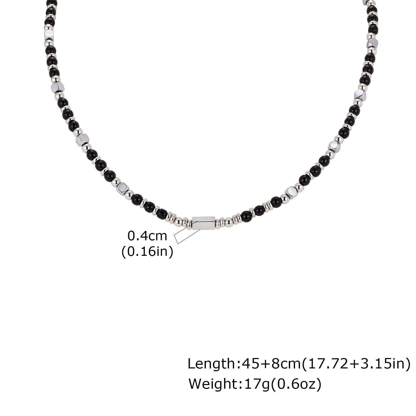 

Vnox Stainless Steel Natural Stone Beaded Necklace for Men Women, Trendy Charm Choker, Bohemia 45-53cm Adjustable Length Jewelry