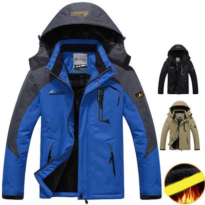 Men's Autumn and Winter Plus Size Warm Zip Section Hooded Padded Thickened Jacket Casual Outdoor Windproof Warm Rushing Jacket