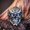 Vintage Punk Stainless Steel Skull Rings For Men Gothic Punk Dragon Scaled Skull Rings Hip Hop Men Motorcycle Rock Biker Jewelry