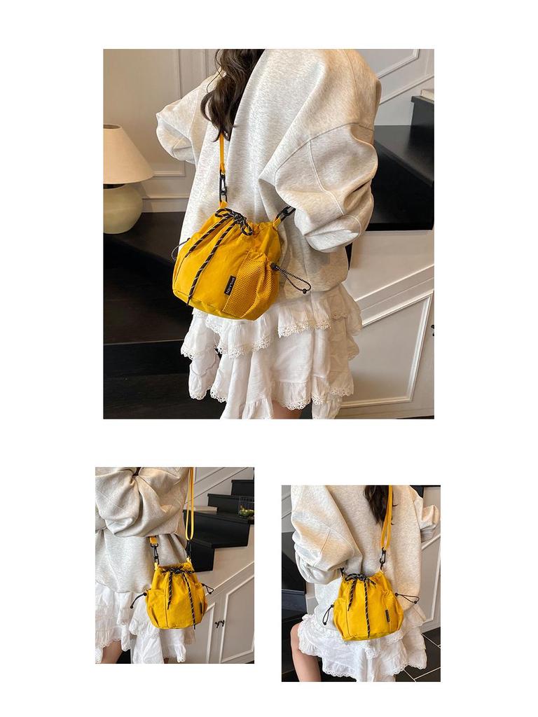 Japanese-Inspired Niche Drawstring Bucket Bag, Versatile Crossbody for Commuting and Outdoor Sports Casual Use
