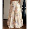 Pantalon Floral d'Été pour Femme, Taille Haute, Ample, Fin, Jambe Large, Élégant, Amincissant, Pantalon Droit Polyvalent