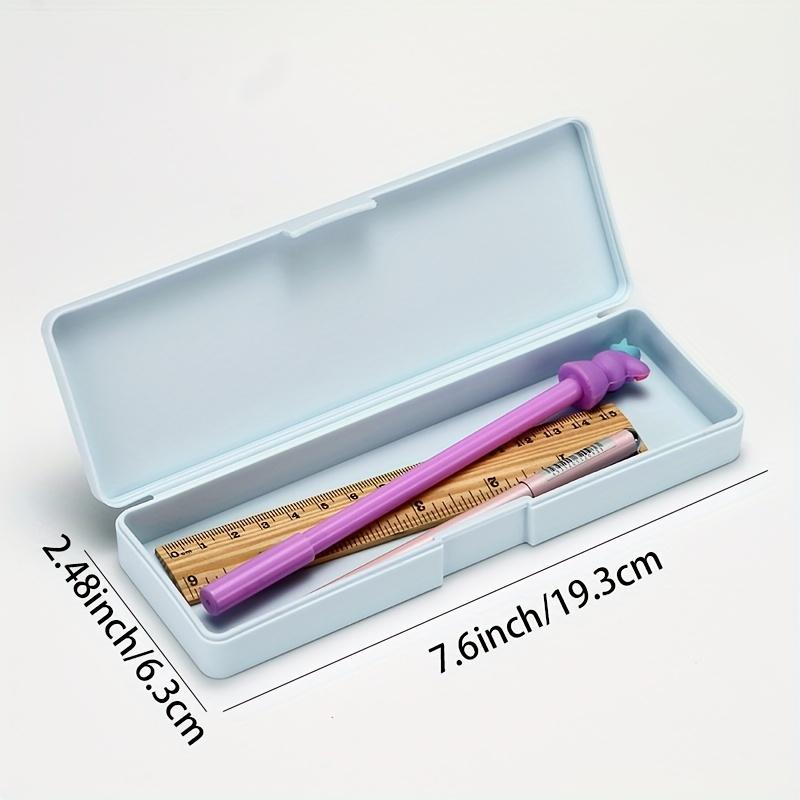1pc Assorted Colors Plastic Pencil Case Box With Lid Snap Closure, Large Capacity School Supplies Storage Organizer Box For Kids
