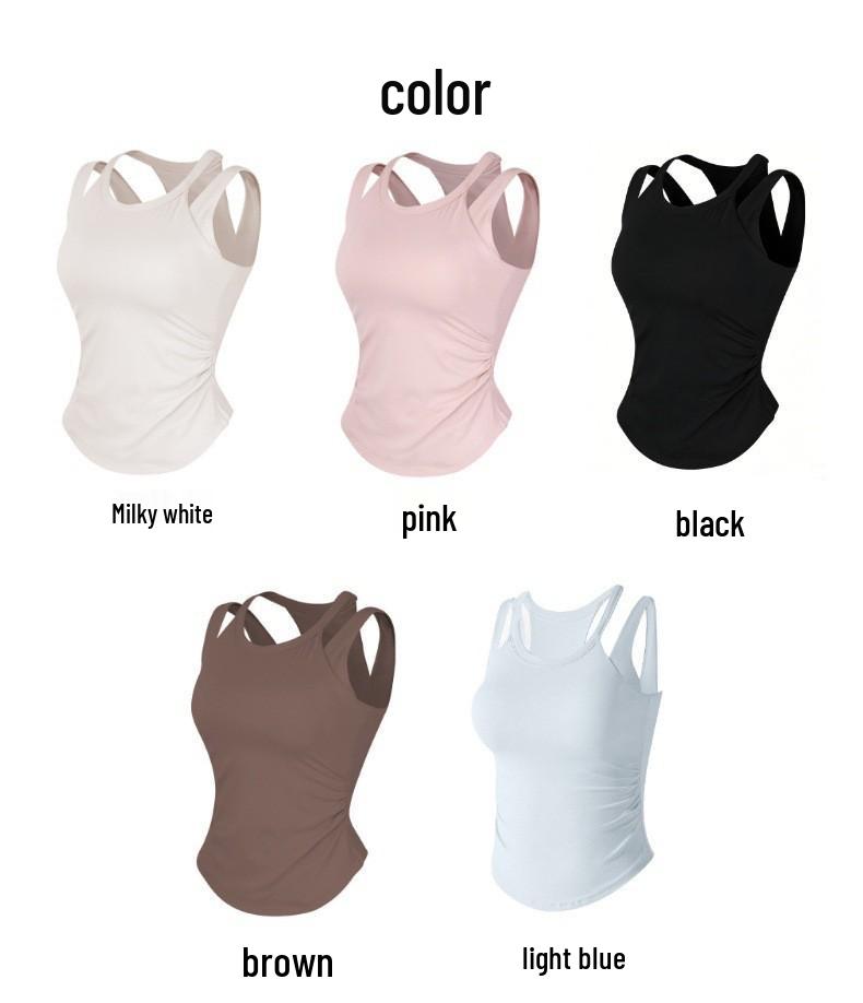 Women's European & American Yoga Vest: Layered, Waist-Cinching, Slimming, Quick-Dry, Breathable Sports Fitness Top