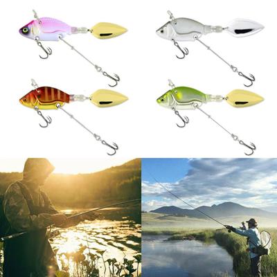 Señuelo falso giratorio de lentejuelas, anzuelo triple de Metal resistente, aparejos de pesca con cebo VIB, 13,6g/44mm