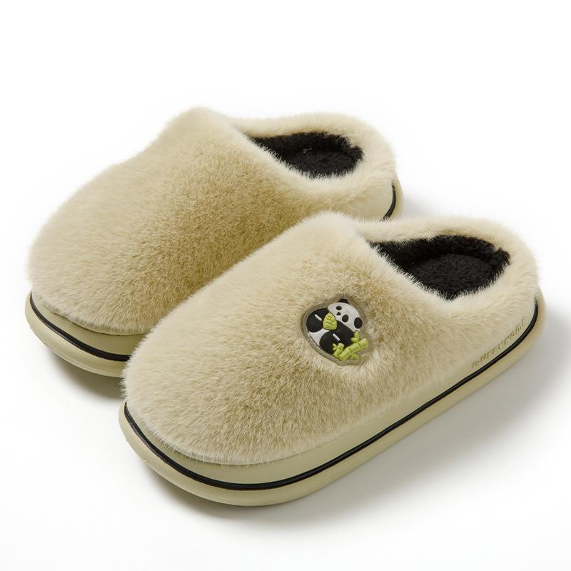 Home cotton slippers women's autumn and winter new indoor and outdoor wear thick bottom non-slip velvet warm cute fluffy slippers