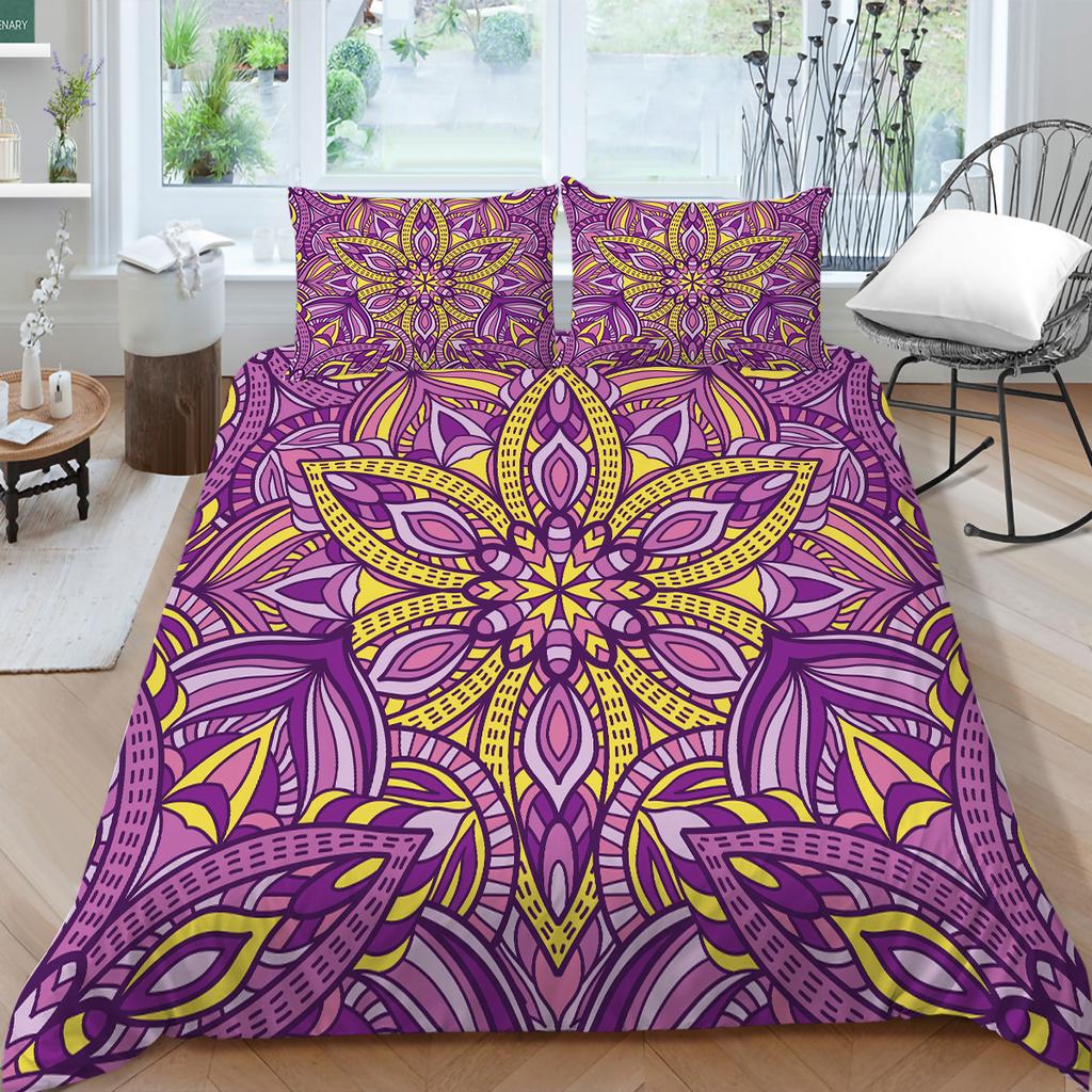 3D Bohemian Printed Bedding Single Double Bed Full Size Tropical Pattern Pillowcase and Quilt Cover Comfortable Home Decoration