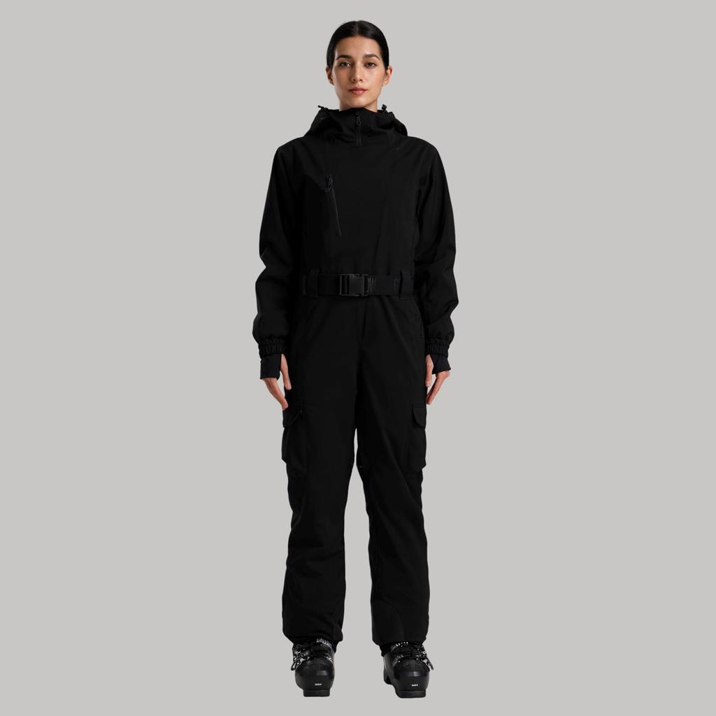 Traje de Esqui Profissional Impermeável para Mulheres com Dupla Camada - Conjunto Outdoor Espesso e Quente de Cor Sólida