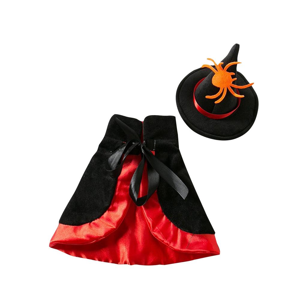 Halloween Dog Cape Costume With Hat Pet Cape Set Bat/Pumpkin/Star  Black Orange And Gold Spider Print