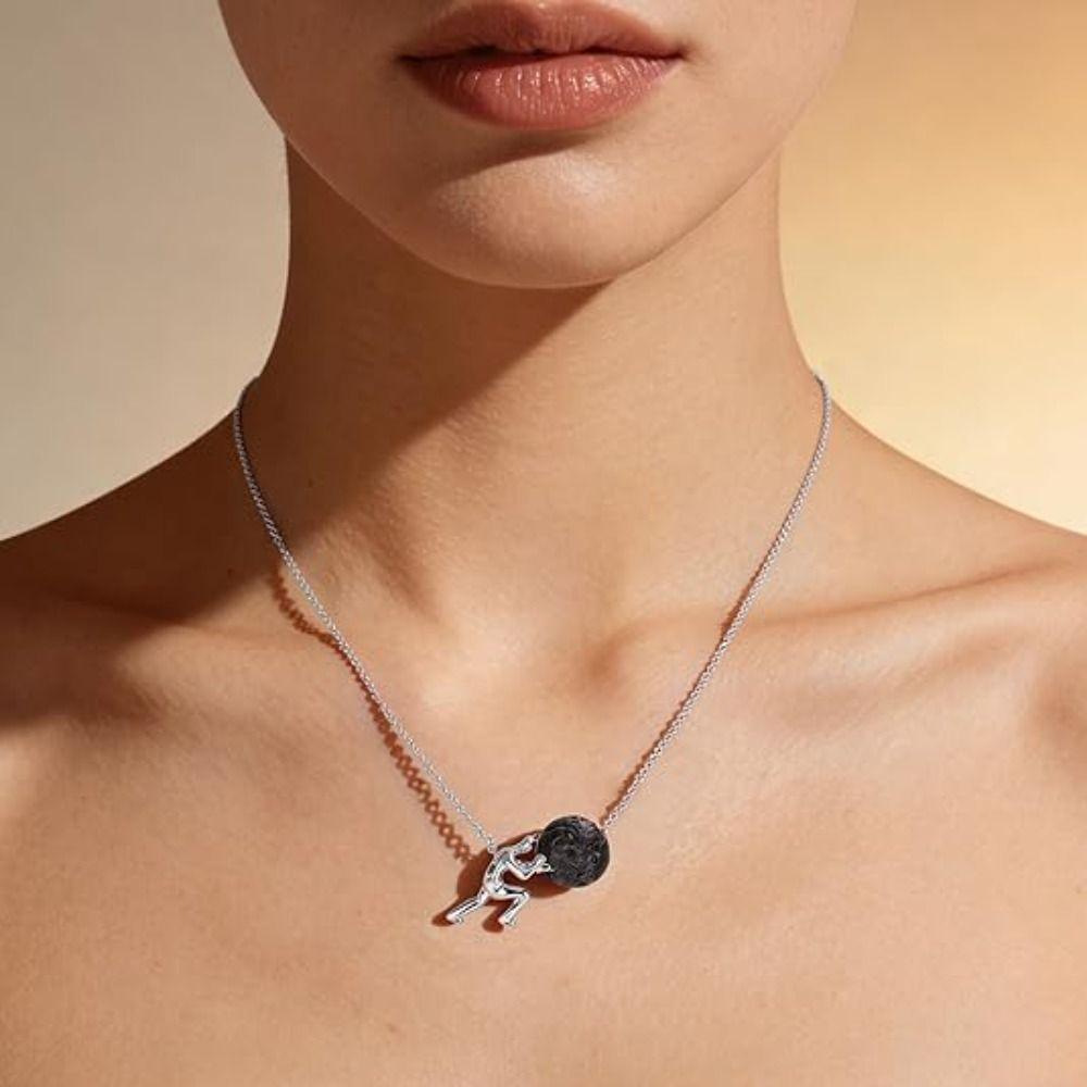 Personlighet Hänge Halsband Man Som Skjuter Sten Smyckestillbehör Sisyfos Halsband