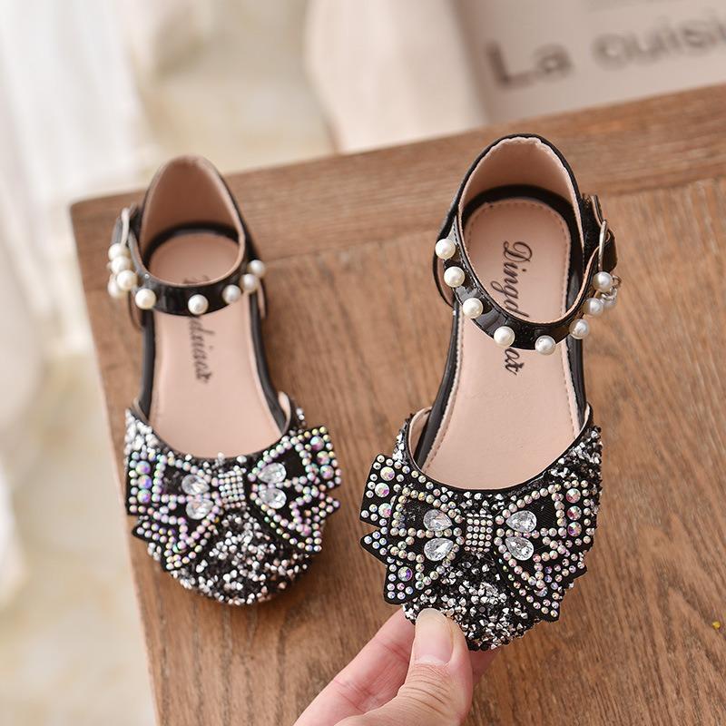 Korean style closed-toe princess casual dance shoes for girls 21 чёрный