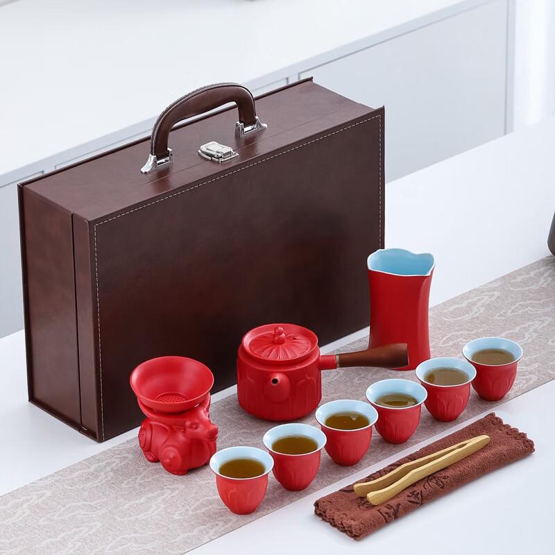 Lion Seek Coarse Pottery & Silver Tea Set