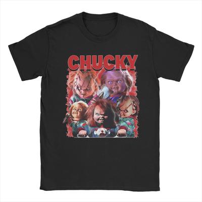 Halloween Chucky Horror Movie T-Shirts for Men  Funny Cotton Tees Crew Neck Short Sleeve T Shirts Printed Clothes