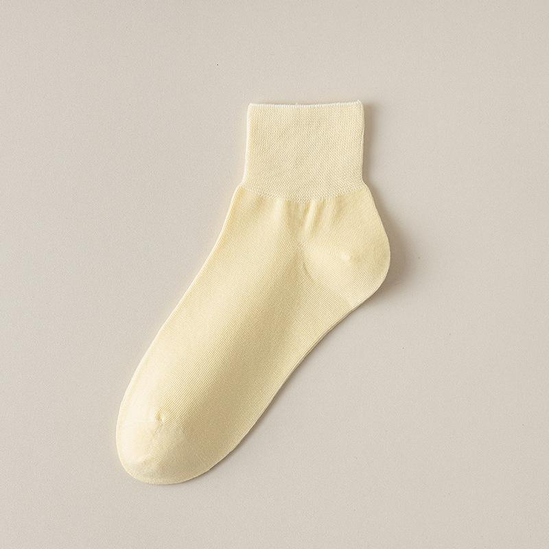 Women's Spring and Summer Thin Pure Color All Go Boneless Simple Loose Mouth In The Tube Socks