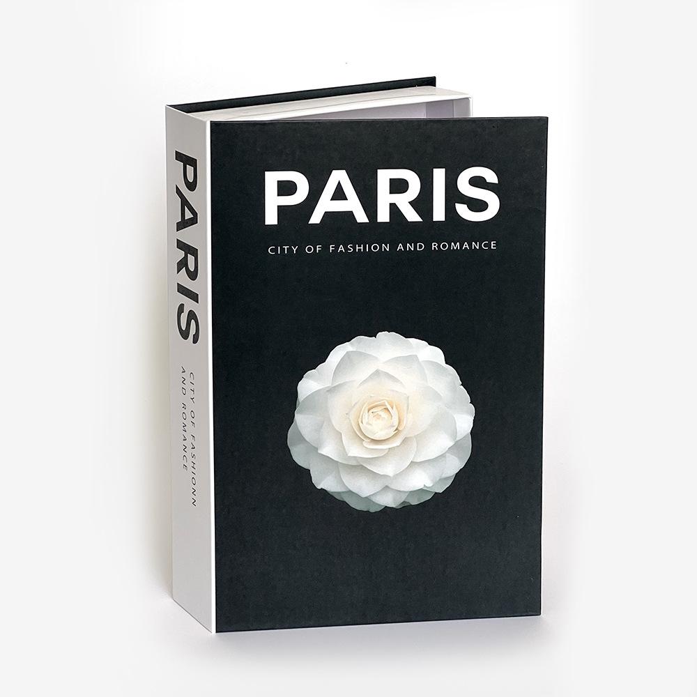 Scatola portaoggetti a forma di libro finto di lusso apribile Decorazione per la casa Moda Parigi Libri Decorativi Decorazione d'interni Tavolino da caffè Ornamenti per la camera da letto