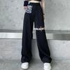 Cargohose mit weitem Bein für Damen, ausgehöhlte Streetwear-Techwear-Hose