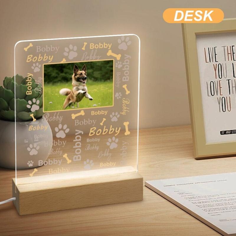 Personalized Pet Photo Acrylic Plaque With Wooden Base Custom Pet Portrait Emblem Special Souvenir Present For Pet Enthusiasts