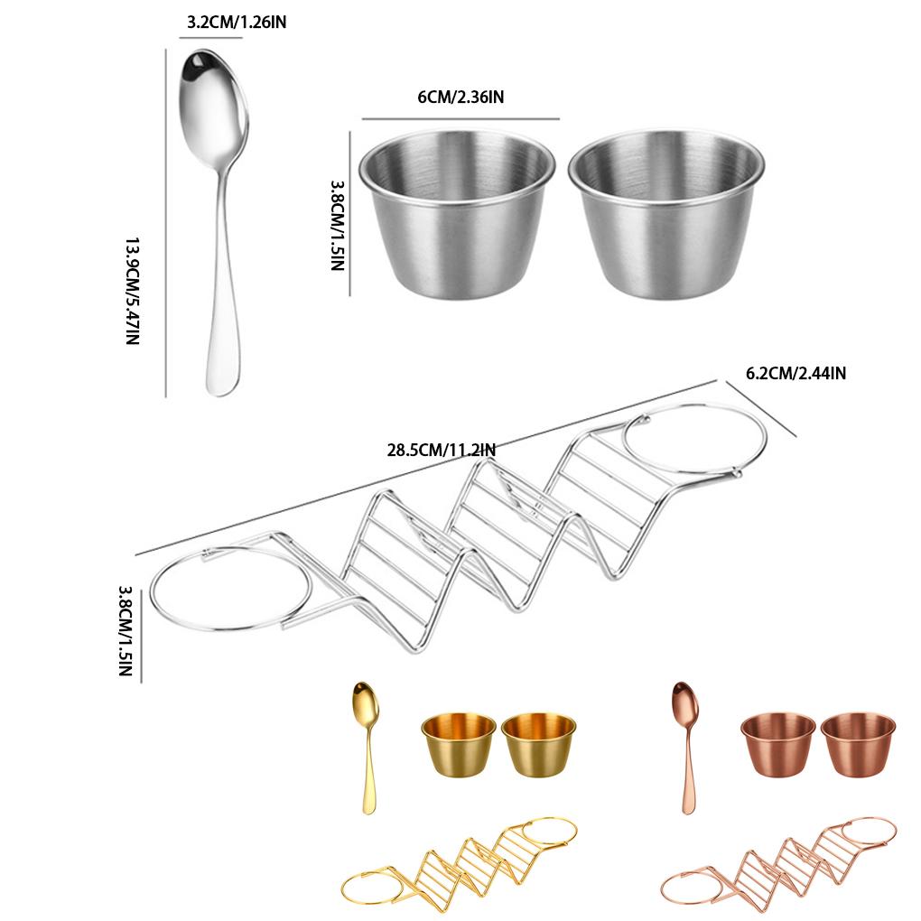2set Taco Holder Stand With Spoon Salad Cup Rustproof Rack For Kitchen Restaurant Taco Holder Stands