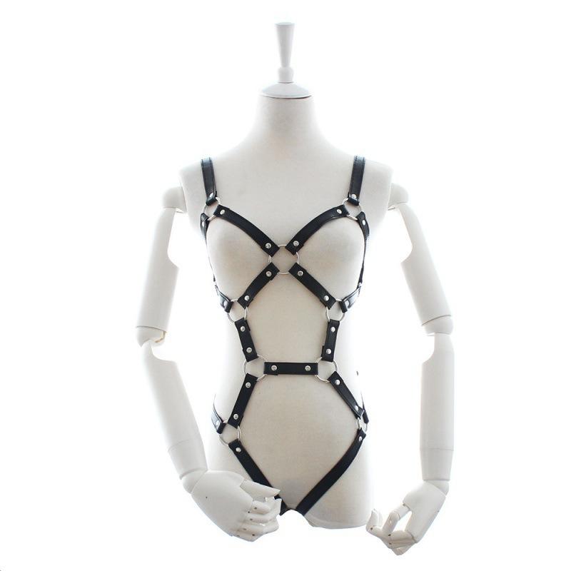 Bondage Sexy Harness Frau Set Strumpfgürtel Bdsm Erotik Leder Taille bis Bein Oberschenkel Strumpfband Sex Produkt Selbstfesseln Spiele für Erwachsene