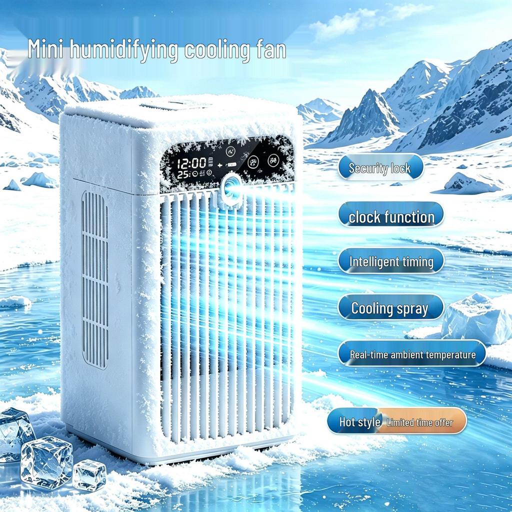 Silent Desktop Humidifying Air Conditioner Fan for Kitchen & Dorm