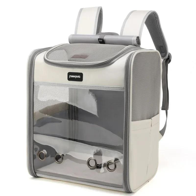 Carrier Pet Backpack Breathable Puppy Carrying Bag Oxford Cloth Portable Foldable Large Space Transparent Pet Carrier Supplies