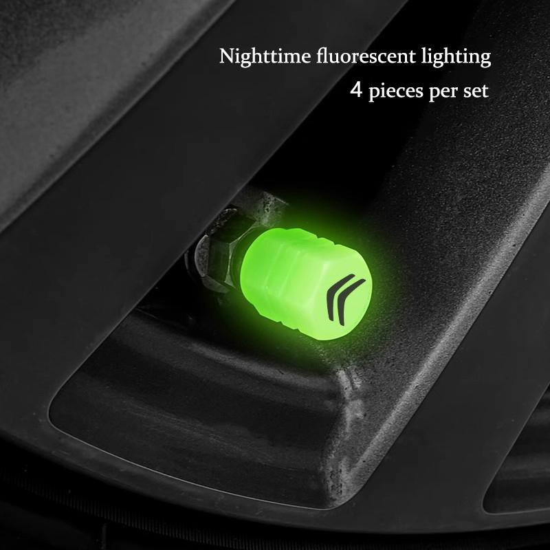 4Pcs Car Tyre Luminous Valve Cap Valves Nozzles Accessories For Citroen e-C3 e-C4 X C5X C3 C4 Cactus Picasso C-Crosser C6 C1 akr256