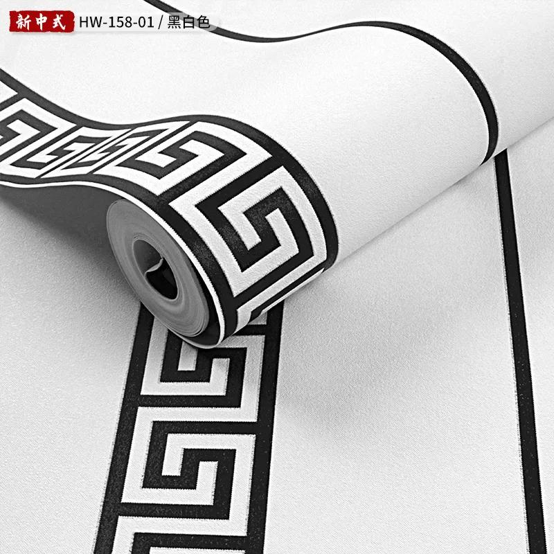 Retro Brown Wallpaper Chinese Style Key Pattern Living Room 3d Three-dimensional Zen Buddhist Hall Classical Home Wallpaper