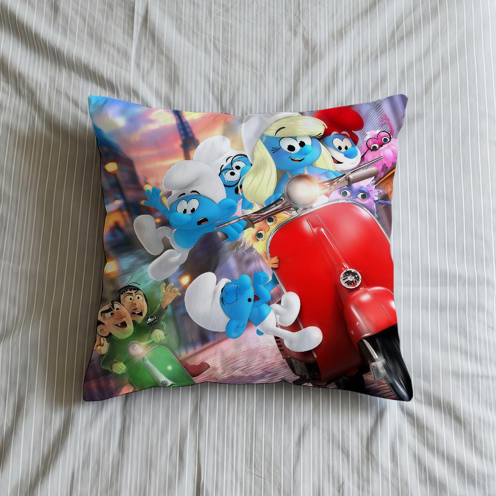 Cushion 2025 Cover Soft Case Cartoon Sofa Living Room Home Movie Comfortable Office Decor S-SmurffS-ES Protective Pillow