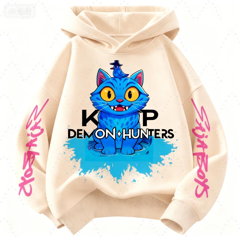 Saja Pojkar Derpy KPop Demonjägare Tecknade Pojkar Huvtröjor Varm Våg Mode Casual Toppar Svarta Kläder