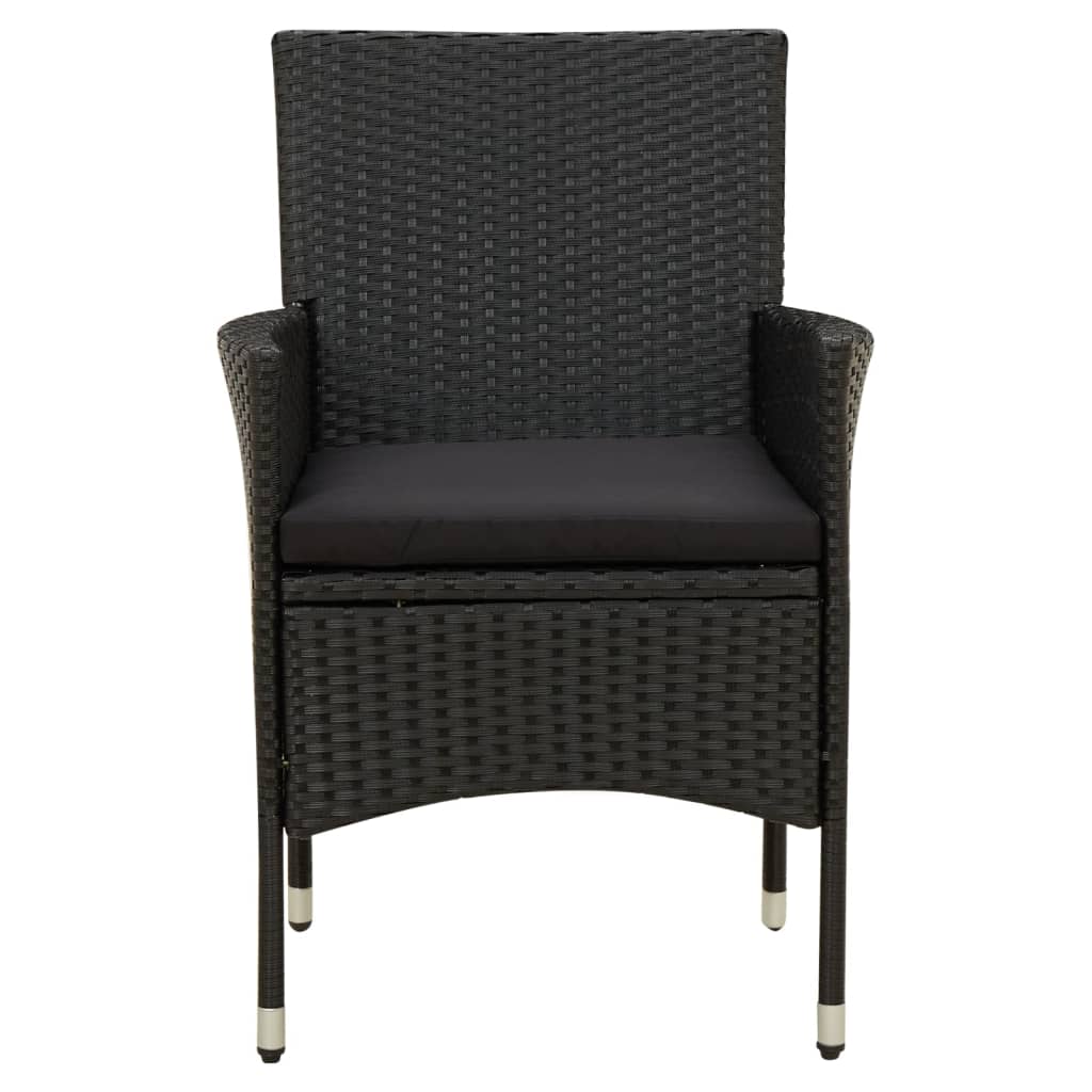 Garden Chairs with Seat Cushions 2 pcs Poly Rattan Black