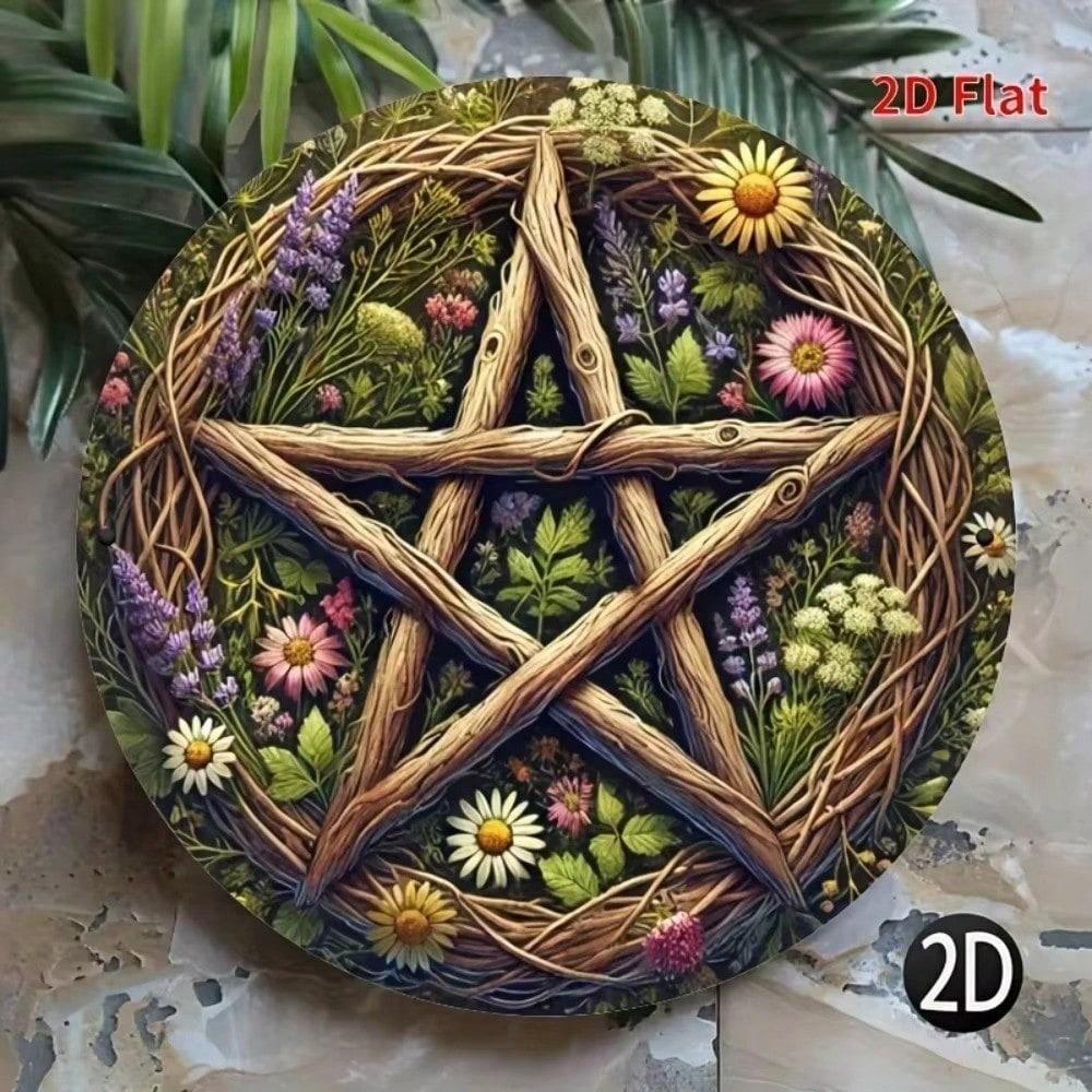 2D Flat Circular Metal Wall Art for Home Living Room Office Porch Decor, Easy Hang Halloween Bedroom Kitchen Sign