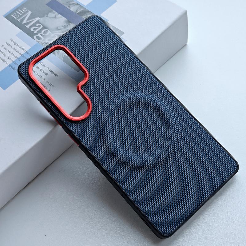 

For Samsung Galaxy S25 Ultra Case Magnetic Soft TPU+Nylon Woven Leather Back Anti-Fingerprint Cover for Galaxy S25 Ultra Galaxy S25 Ultra