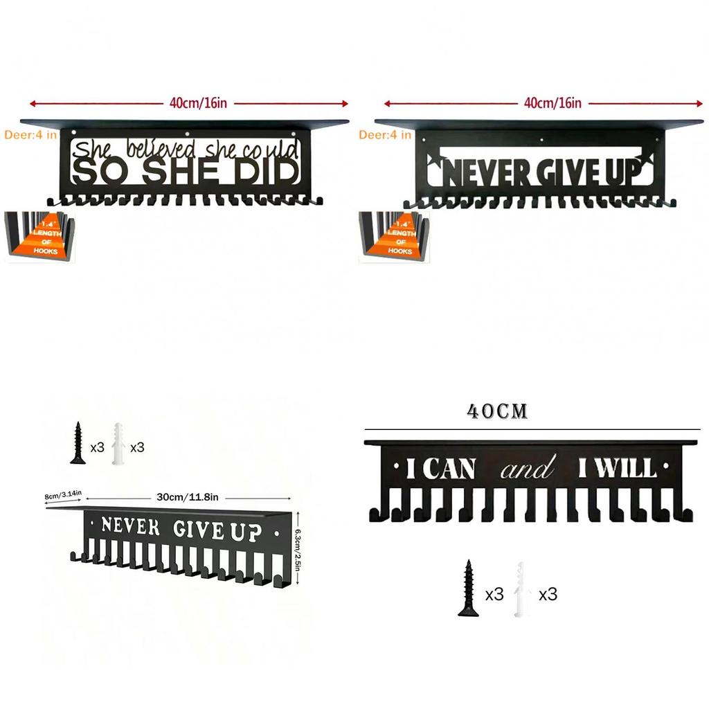 Metal Award Display Shelf With Wall Hook For Trophy And Medal Organization In Offices