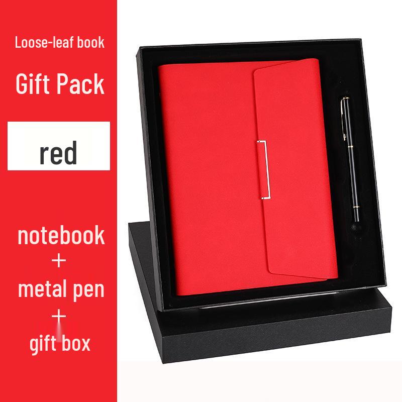 A5 Three-fold Notebook with Loose-leaf Sheets, Magnetic Closure, and Custom Gift Box - Business Diary with Personalized Designs