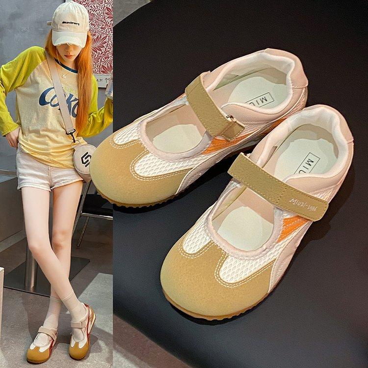 Summer Thin Casual Mary Jane Women's Shoes Leather Soft-soled Sports Sandals 2025 New Mesh Casual Dad Shoes