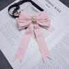 Girl Lace Pearl Bow Tie With Adjustable Back For Elegant Winter Fashion