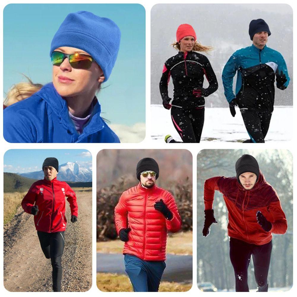 Slouchy Running Cycling Cap Polar Fleece Running Beanie Winter Ski Cap  for Men Women